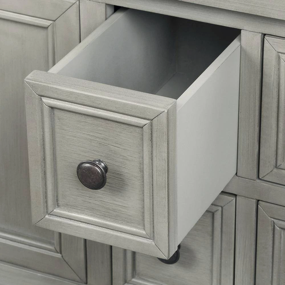 Antique Gray Wood Storage Cabinets with 4 Drawers and Bottom Shelf by Z-joyee 3 Antique Gray Wood Storage Cabinets with 4 Drawers and Bottom Shelf by Z-joyee - Image 3