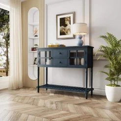 Antique Gray Wood Storage Cabinet with 2 Drawers, 2 Cabinets and 1 Shelf by Z-joyee -Cheap Z-joyee Store antique gray z joyee accent cabinets lyac444aam 31 1000