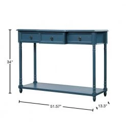 51.57 in. Antique Navy Standard Rectangle Wood Console Table with Projecting Drawers and Long Shelf by Z-joyee -Cheap Z-joyee Store antique navy z joyee console tables f fb857221808 40 1000