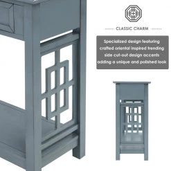 36 in. Antique Navy Standard Rectangle Wood Console Table with 2-Drawers and Bottom Shelf by Z-joyee -Cheap Z-joyee Store antique navy z joyee console tables f fb857222027 4f 1000