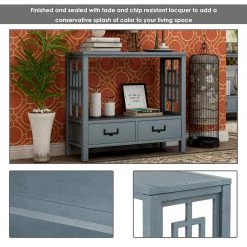 36 in. Antique Navy Standard Rectangle Wood Console Table with 2-Bottom-Drawers by Z-joyee -Cheap Z-joyee Store antique navy z joyee console tables f fb857222102 1f 1000