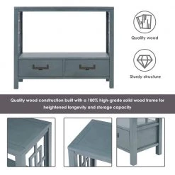 36 in. Antique Navy Standard Rectangle Wood Console Table with 2-Bottom-Drawers by Z-joyee -Cheap Z-joyee Store antique navy z joyee console tables f fb857222102 fa 1000