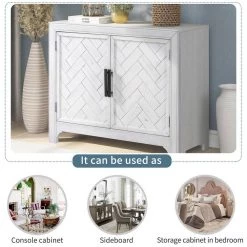 40 in. Antique White Standard Rectangle Wood Console Table with 2-Shelves by Z-joyee -Cheap Z-joyee Store antique white z joyee console tables f fb857220054 1f 1000