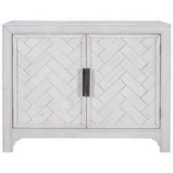 40 in. Antique White Standard Rectangle Wood Console Table with 2-Shelves by Z-joyee