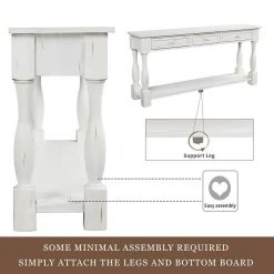 64 in. Antique White Standard Rectangle Wood Console Table with Drawers and Shelf by Z-joyee 13 64 in. Antique White Standard Rectangle Wood Console Table with Drawers and Shelf by Z-joyee -Cheap Z-joyee Store antique white z joyee console tables f fb857220160 1f 1000