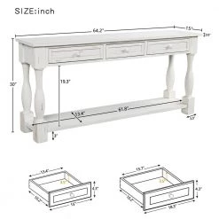 64 in. Antique White Standard Rectangle Wood Console Table with Drawers and Shelf by Z-joyee 16 64 in. Antique White Standard Rectangle Wood Console Table with Drawers and Shelf by Z-joyee -Cheap Z-joyee Store antique white z joyee console tables f fb857220160 76 1000
