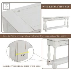 64 in. Antique White Standard Rectangle Wood Console Table with Drawers and Shelf by Z-joyee 11 64 in. Antique White Standard Rectangle Wood Console Table with Drawers and Shelf by Z-joyee -Cheap Z-joyee Store antique white z joyee console tables f fb857220160 c3 1000
