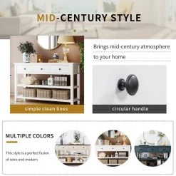 50 in. Antique White Standard Rectangle Wood Console Table with 3-Drawers and 2-Open Shelves by Z-joyee -Cheap Z-joyee Store antique white z joyee console tables f fb857220771 1f 1000