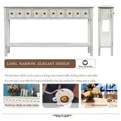 60 in. Antique White Standard Rectangle Wood Console Table with 2-Different Size-Drawers and Bottom Shelf by Z-joyee -Cheap Z-joyee Store antique white z joyee console tables f fb857222126 1f 1000