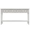 60 in. Antique White Standard Rectangle Wood Console Table with 2-Different Size-Drawers and Bottom Shelf by Z-joyee