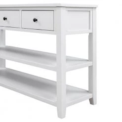 Retro 50 in. Antique White Standard Rectangle Wood Console Table with 3 Drawers by Z-joyee -Cheap Z-joyee Store antique white z joyee console tables ly wf199598aak 44 1000