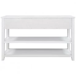 Retro 50 in. Antique White Standard Rectangle Wood Console Table with 3 Drawers by Z-joyee -Cheap Z-joyee Store antique white z joyee console tables ly wf199598aak 66 1000