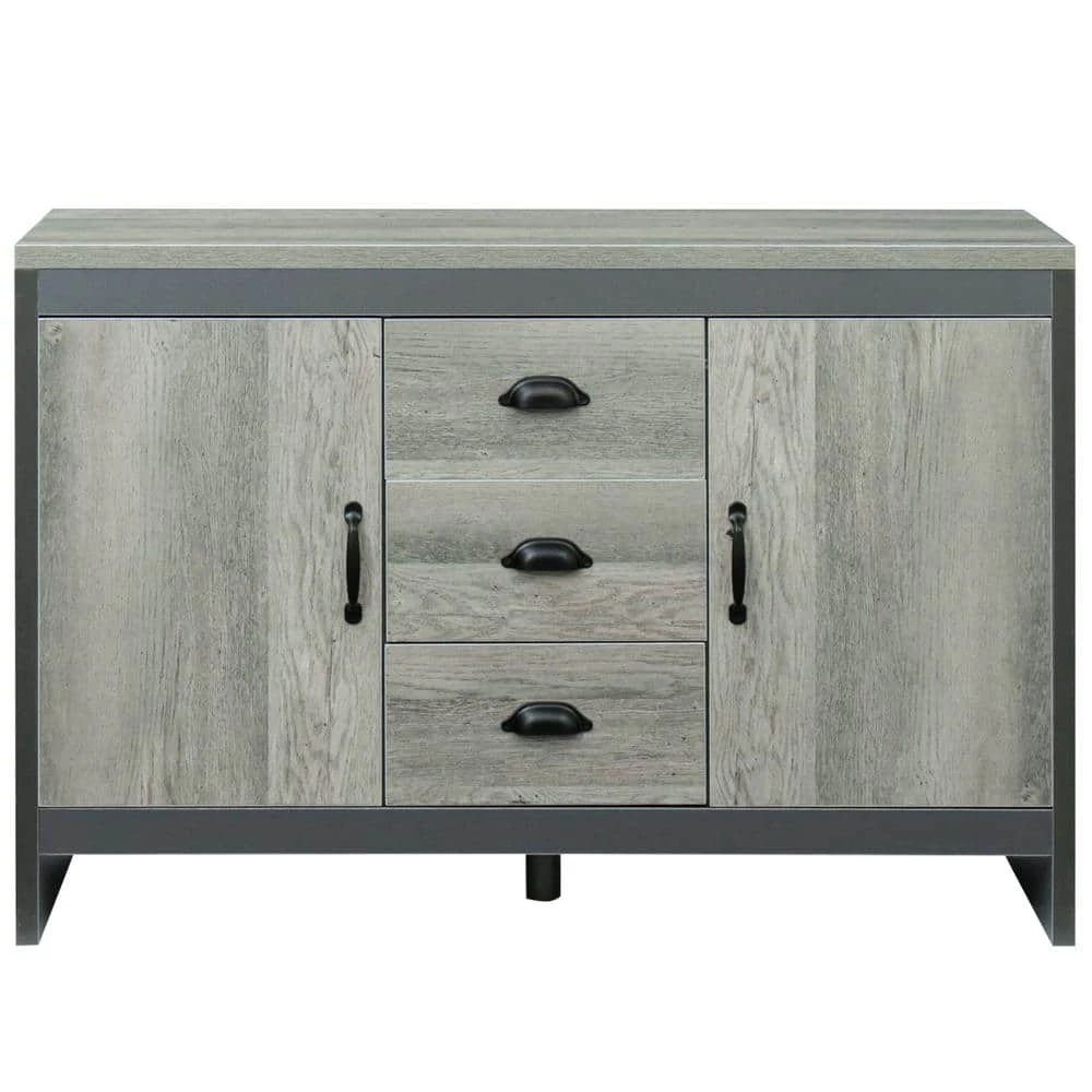 Barnwood Side Cabinet for Dining Room, Kitchen, Double Doors with Drawers by Z-joyee 1 Barnwood Side Cabinet for Dining Room, Kitchen, Double Doors with Drawers by Z-joyee