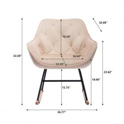Beige Velvet Rocking Chair Arm Chair by Z-joyee -Cheap Z-joyee Store beige z joyee accent chairs f fb857222379 c3 1000