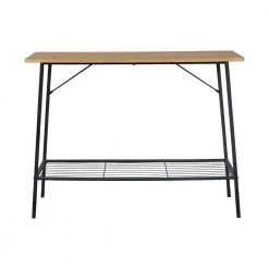 39.5 in. Beige Particle Board Rectangle Metal Frame Console Table with Storage Shelf by Z-joyee