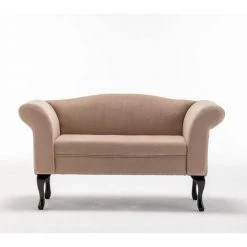 53 in. Beige Linen 2 Seats Mid Century Loveseats by Z-joyee