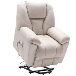 33.9 in. Beige Polyester Power Lift Chair Massage Chair Recliner Chair for Living Room by Z-joyee -Cheap Z-joyee Store beige z joyee massage chairs ljp sg000262aaa 4f 1000