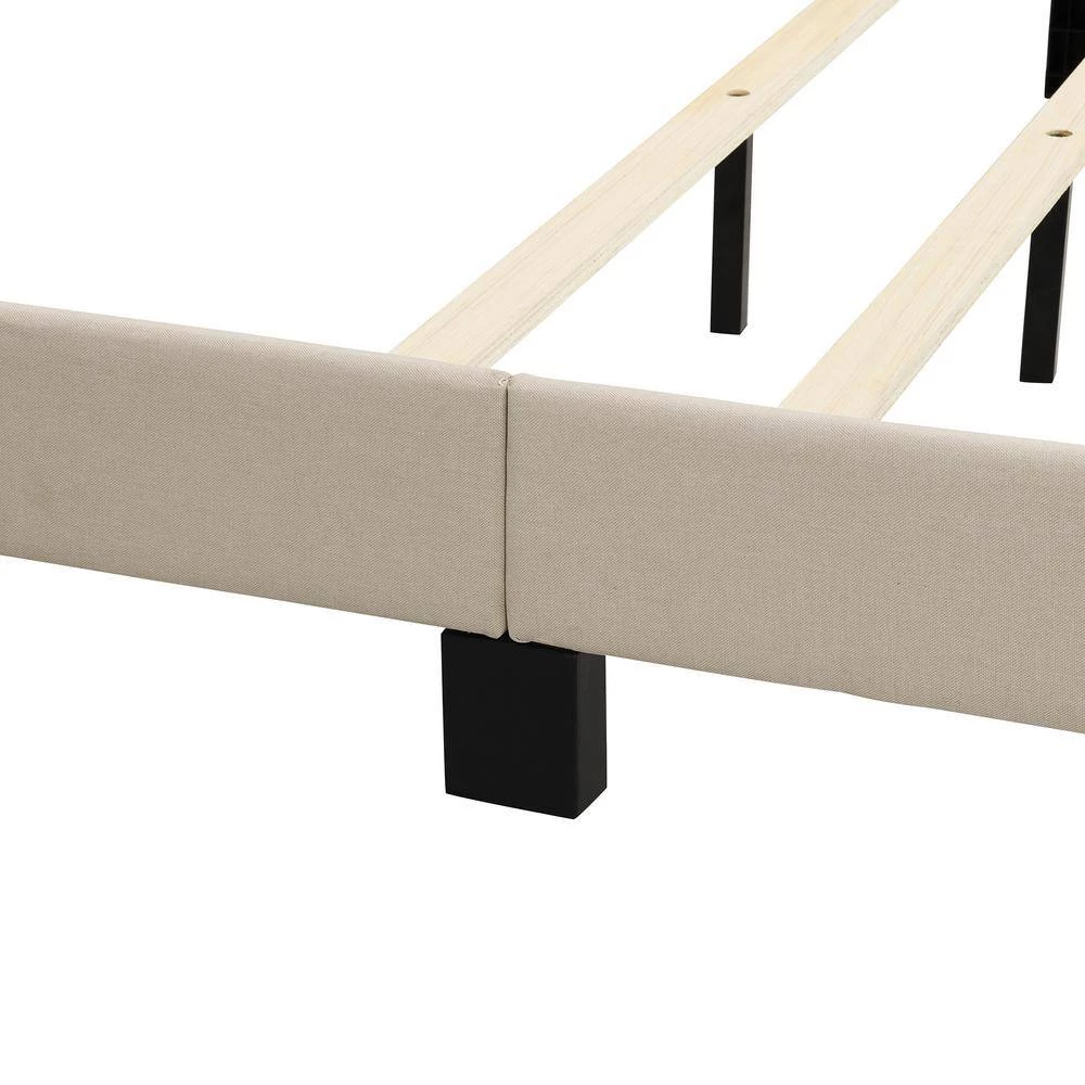 Upholstered Beige Queen Size Platform Bed with Tufted Headboard by Z-joyee 6 Upholstered Beige Queen Size Platform Bed with Tufted Headboard by Z-joyee - Image 6
