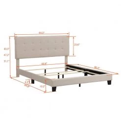 Upholstered Beige Queen Size Platform Bed with Tufted Headboard by Z-joyee 12 Upholstered Beige Queen Size Platform Bed with Tufted Headboard by Z-joyee -Cheap Z-joyee Store beige z joyee platform beds f fb857216828 4f 1000