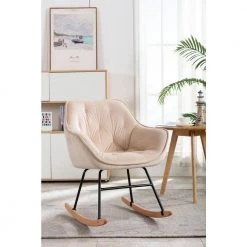 Beige Living Room Comfortable Rocking Chair Accent Chair by Z-joyee 11 Beige Living Room Comfortable Rocking Chair Accent Chair by Z-joyee -Cheap Z-joyee Store beige z joyee rockers gliders ottomans p q202200007 31 1000