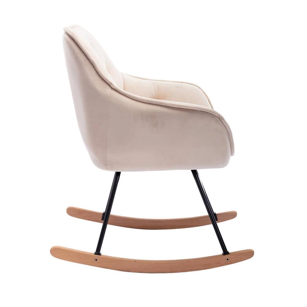 Beige Living Room Comfortable Rocking Chair Accent Chair by Z-joyee 2 Beige Living Room Comfortable Rocking Chair Accent Chair by Z-joyee - Image 2