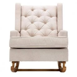 Beige Polyester Comfortable Rocking Chair Accent Chair for Living Room Set of 1 by Z-joyee