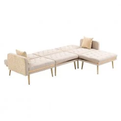 106.30 in. W 4-piece Velvet L-Shape Sectional Sofa in Beige by Z-joyee 16 106.30 in. W 4-piece Velvet L-Shape Sectional Sofa in Beige by Z-joyee -Cheap Z-joyee Store beige z joyee sectional sofas ly w395sec bei 44 1000