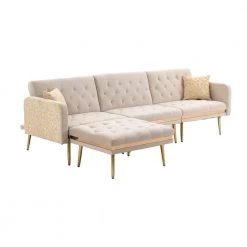 106.30 in. W 4-piece Velvet L-Shape Sectional Sofa in Beige by Z-joyee 18 106.30 in. W 4-piece Velvet L-Shape Sectional Sofa in Beige by Z-joyee -Cheap Z-joyee Store beige z joyee sectional sofas ly w395sec bei 76 1000