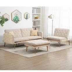 106.30 in. W 4-piece Velvet L-Shape Sectional Sofa in Beige by Z-joyee 13 106.30 in. W 4-piece Velvet L-Shape Sectional Sofa in Beige by Z-joyee -Cheap Z-joyee Store beige z joyee sectional sofas ly w395sec bei c3 1000