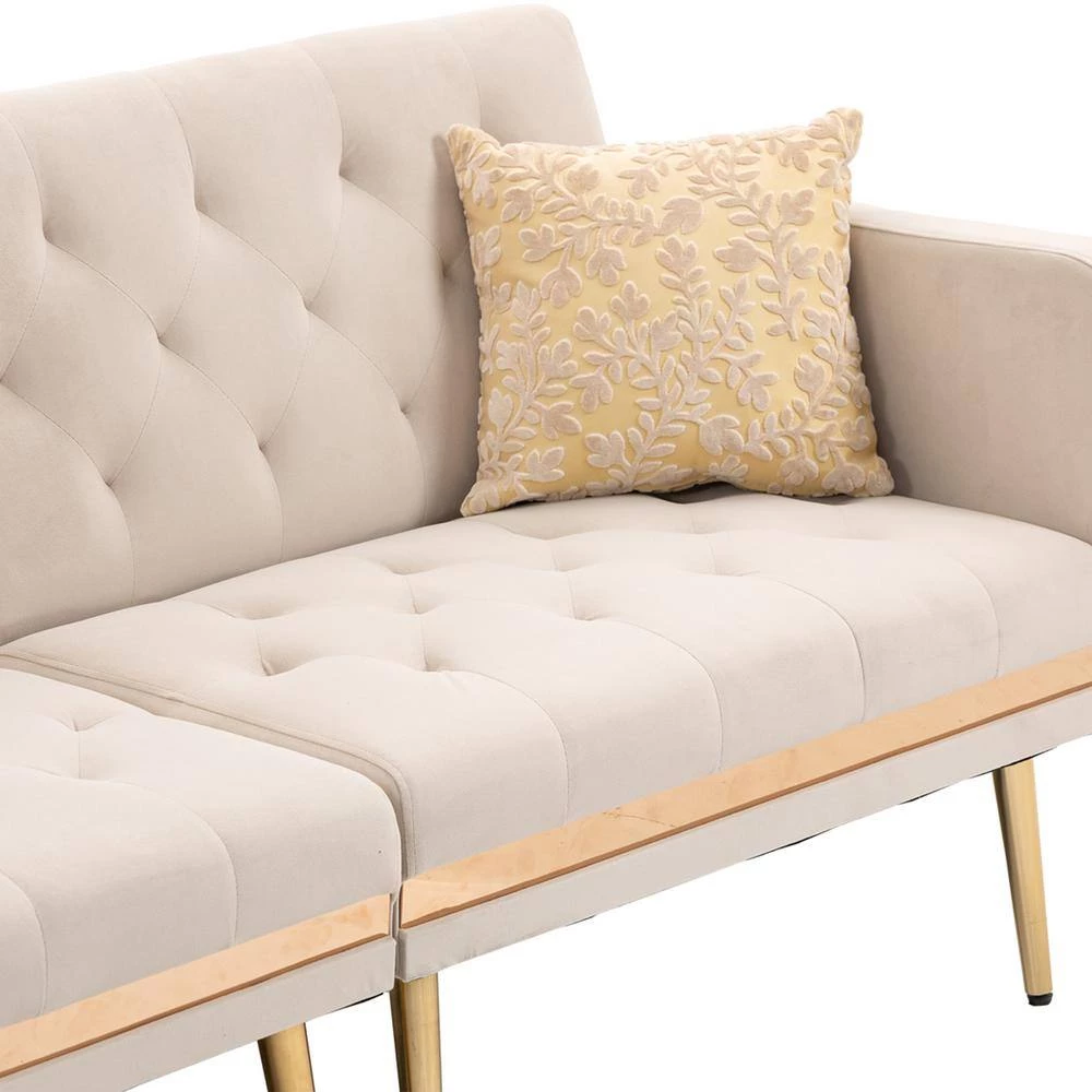 106.30 in. W 4-piece Velvet L-Shape Sectional Sofa in Beige by Z-joyee 8 106.30 in. W 4-piece Velvet L-Shape Sectional Sofa in Beige by Z-joyee - Image 8