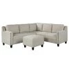 84 in. Square Arm 3-piece L Shaped Polyester Sectional Sofa in Beige w/Ottoman by Z-joyee