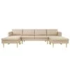 122 in. Square Arm 4-Piece U-Shaped Polyester Modern Convertible Sectional Sofa in Beige by Z-joyee