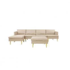 122 in. Square Arm 4-Piece U-Shaped Polyester Modern Convertible Sectional Sofa in Beige by Z-joyee -Cheap Z-joyee Store beige z joyee sectional sofas p s202200086 c3 1000