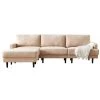 104.6 in. Square Arm Polyester Fabric Modern L-Shaped 3-Seater Sofa with Ottoman in Beige by Z-joyee