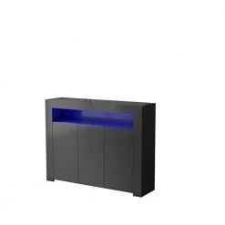 Living Room Black Storage Cabinet High Gloss with LED Light by Z-joyee
