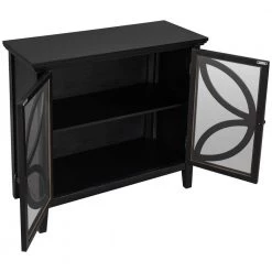 32 in. W Black Accent Wooden Storage Cabinet with Decorative transparent Door by Z-joyee -Cheap Z-joyee Store black z joyee accent cabinets ly wf284793aab 77 1000