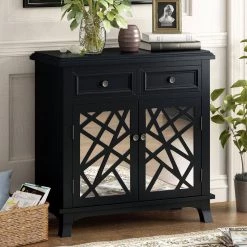 30.3 in. W Black Wood Storage Cabinet with 2 Drawers by Z-joyee 21 30.3 in. W Black Wood Storage Cabinet with 2 Drawers by Z-joyee -Cheap Z-joyee Store black z joyee accent cabinets ly wf290827aab 31 1000