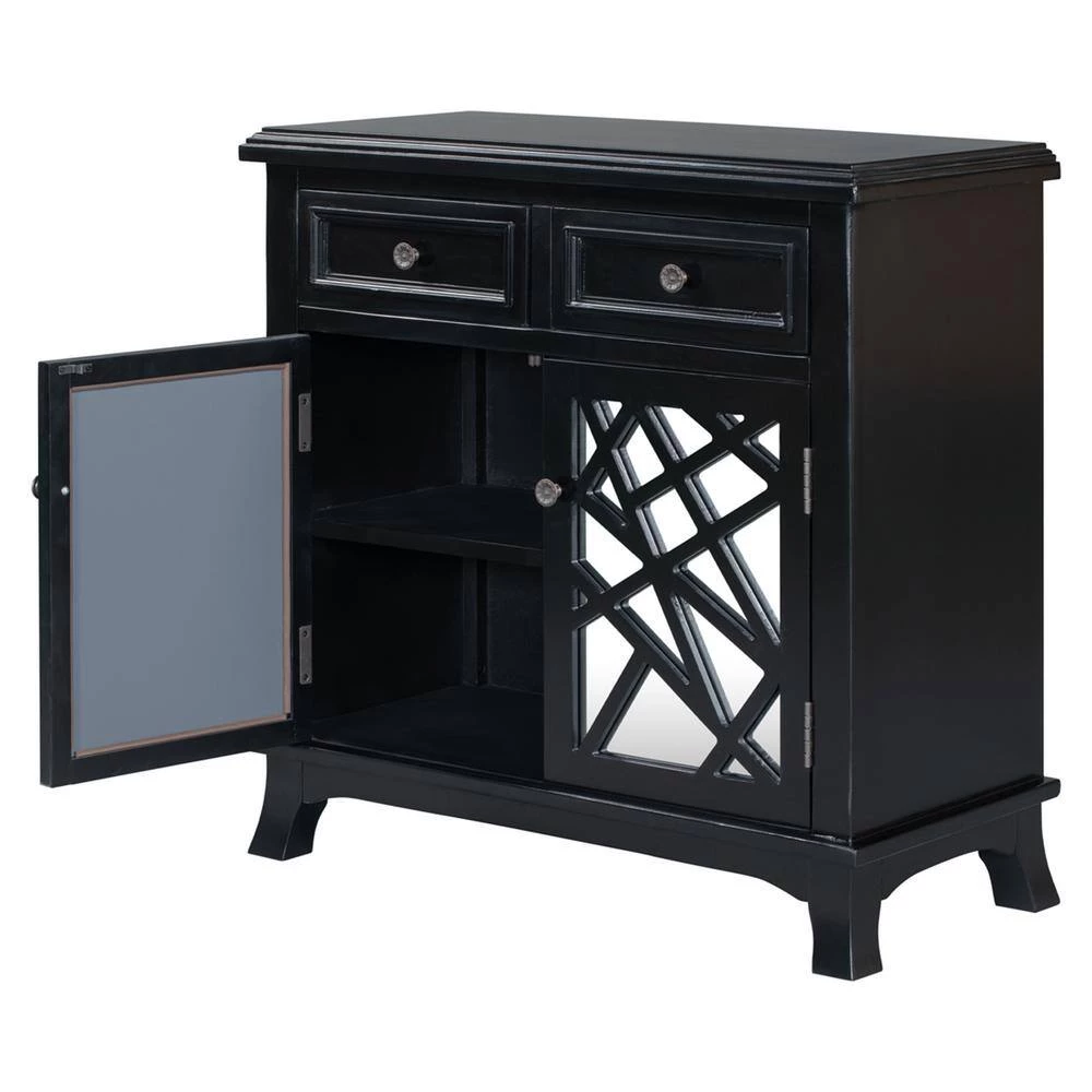 30.3 in. W Black Wood Storage Cabinet with 2 Drawers by Z-joyee 10 30.3 in. W Black Wood Storage Cabinet with 2 Drawers by Z-joyee - Image 10