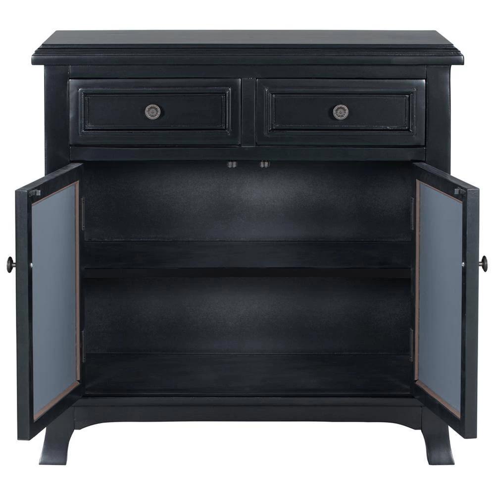 30.3 in. W Black Wood Storage Cabinet with 2 Drawers by Z-joyee 4 30.3 in. W Black Wood Storage Cabinet with 2 Drawers by Z-joyee - Image 4