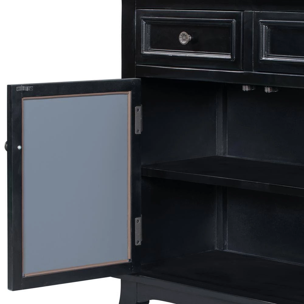 30.3 in. W Black Wood Storage Cabinet with 2 Drawers by Z-joyee 9 30.3 in. W Black Wood Storage Cabinet with 2 Drawers by Z-joyee - Image 9
