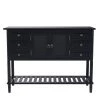 Wood Black Storage Cabinet with 2 Drawers, 2 Cabinets and 1 Shelf by Z-joyee