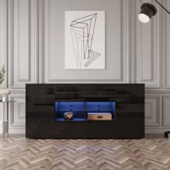 63 in. Black TV Cabinet with Double Doors and Drawers by Z-joyee 11 63 in. Black TV Cabinet with Double Doors and Drawers by Z-joyee -Cheap Z-joyee Store black z joyee accent cabinets p q202200082 31 1000