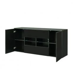 63 in. Black TV Cabinet with Double Doors and Drawers by Z-joyee 8 63 in. Black TV Cabinet with Double Doors and Drawers by Z-joyee -Cheap Z-joyee Store black z joyee accent cabinets p q202200082 77 1000