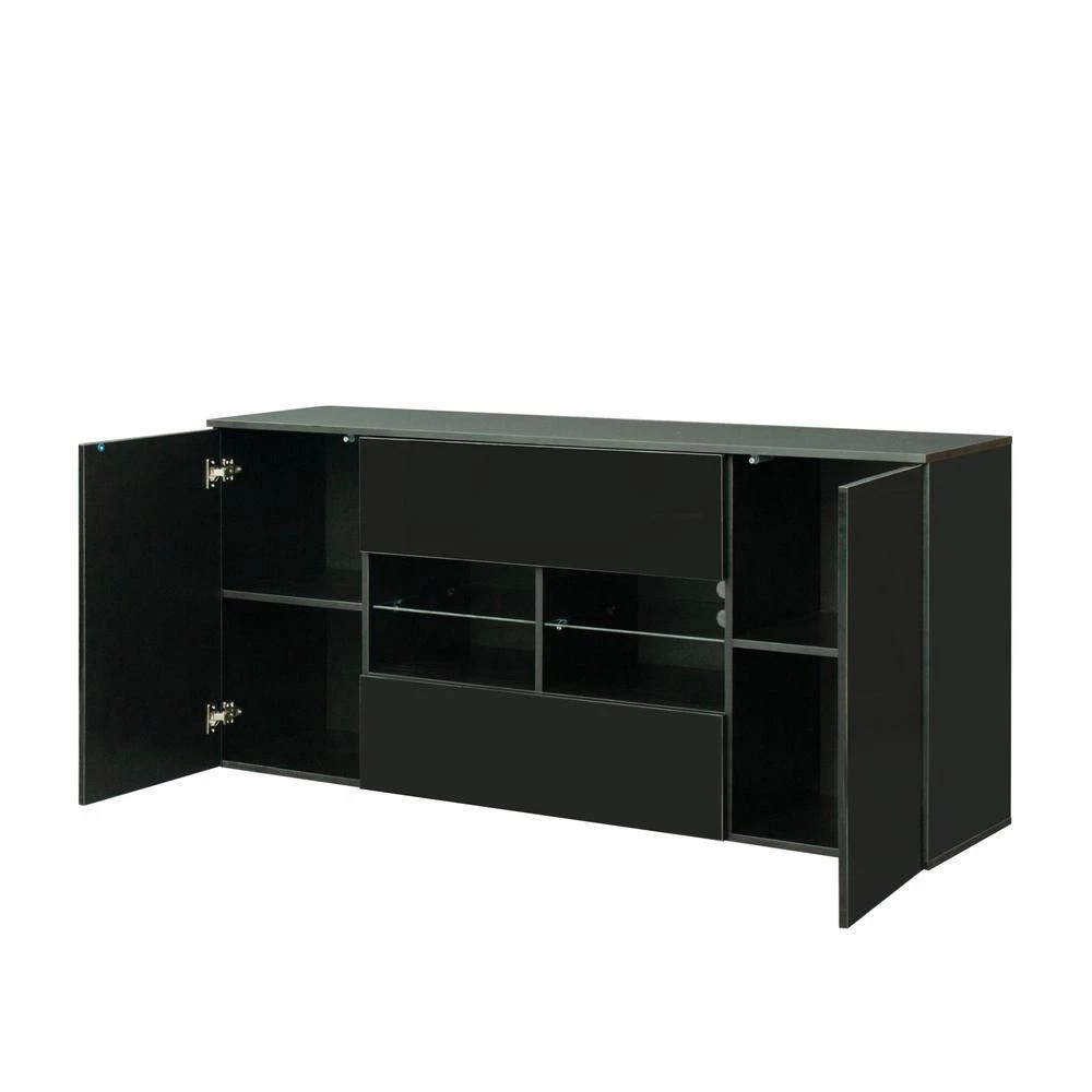 63 in. Black TV Cabinet with Double Doors and Drawers by Z-joyee 3 63 in. Black TV Cabinet with Double Doors and Drawers by Z-joyee - Image 3
