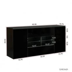 63 in. Black TV Cabinet with Double Doors and Drawers by Z-joyee 10 63 in. Black TV Cabinet with Double Doors and Drawers by Z-joyee -Cheap Z-joyee Store black z joyee accent cabinets p q202200084 1f 1000