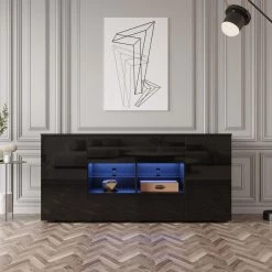 63 in. Black TV Cabinet with Double Doors and Drawers by Z-joyee 11 63 in. Black TV Cabinet with Double Doors and Drawers by Z-joyee -Cheap Z-joyee Store black z joyee accent cabinets p q202200084 31 1000