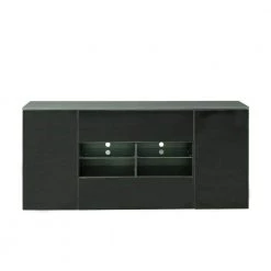 63 in. Black TV Cabinet with Double Doors and Drawers by Z-joyee