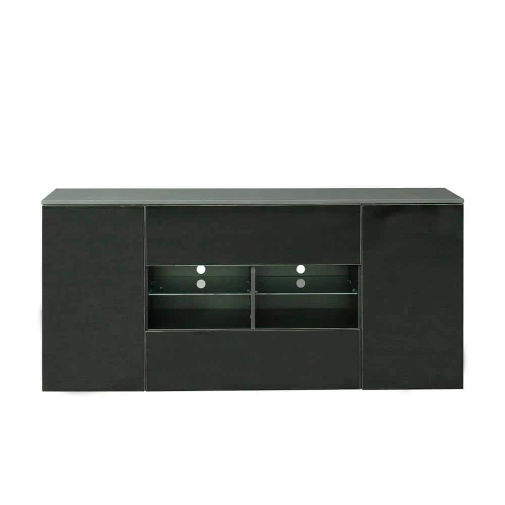 63 in. Black TV Cabinet with Double Doors and Drawers by Z-joyee 1 63 in. Black TV Cabinet with Double Doors and Drawers by Z-joyee