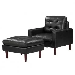 Black Modern Air Leather and PVC Chair and Ottoman for Living Room Hotel by Z-joyee