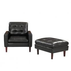 Black Modern Air Leather and PVC Chair and Ottoman for Living Room Hotel by Z-joyee -Cheap Z-joyee Store black z joyee accent chairs p q202200028 c3 1000